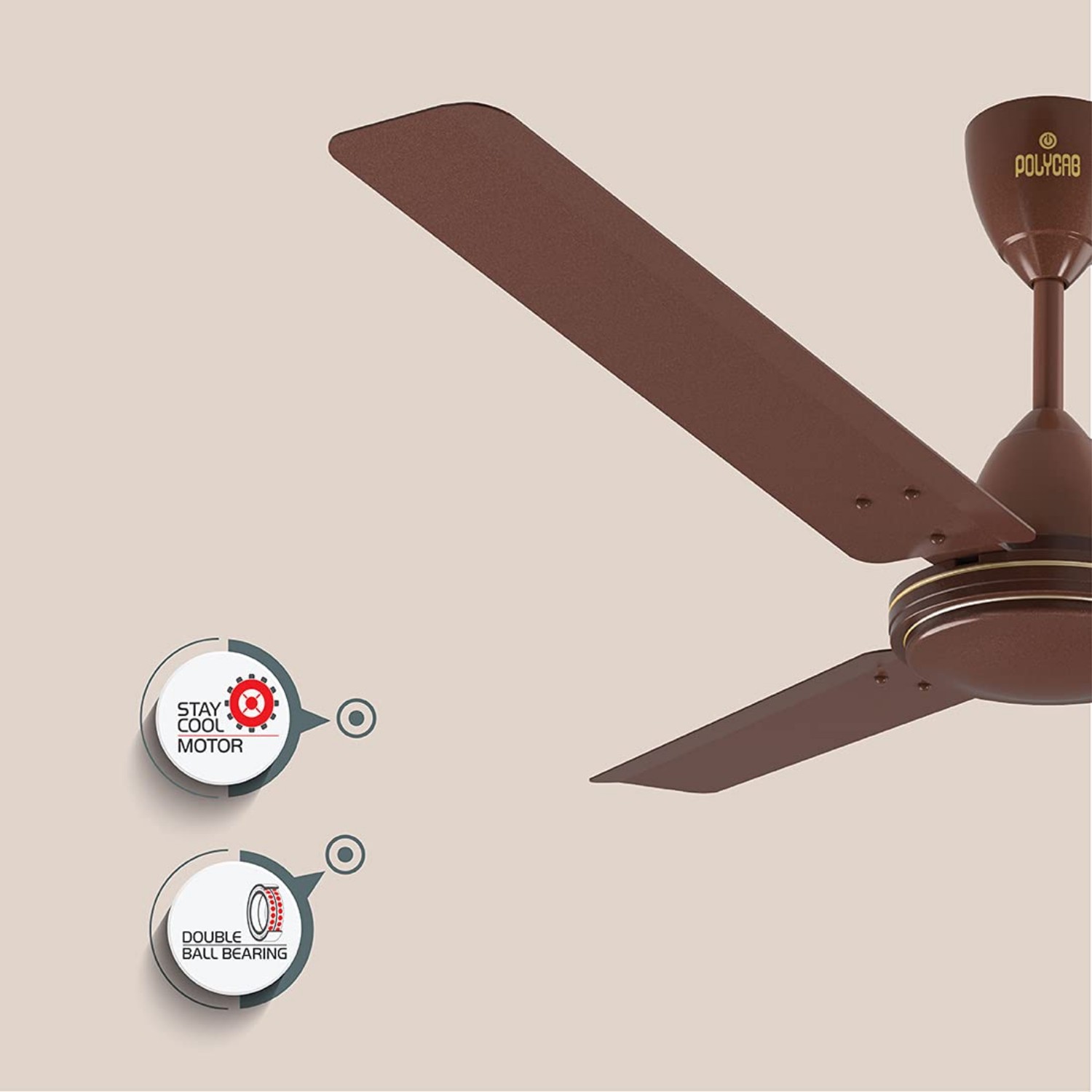 Polycab Amaze HS Economy 1200 mm 3 Blades 75 W Brown Ceiling Fans_3