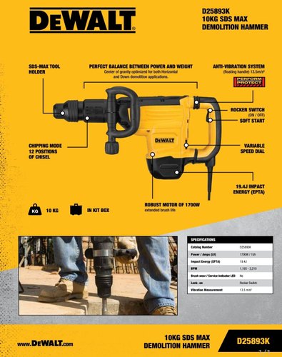 DEWALT D25893K Demolition Hammers 8.9 kg 1800 W 19.4 J 240 V_1
