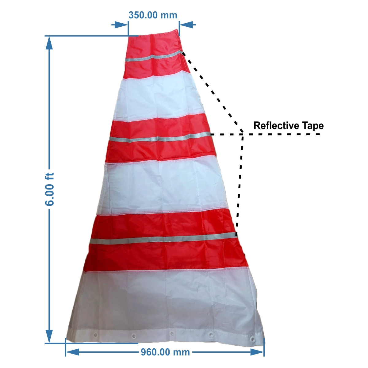 Being Safe Wind Sock Polyester 3 x 6 ft Red & White_1