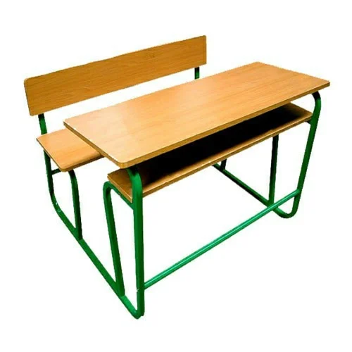 Wooden and Iron 2 Seater Student Bench Desk 4 x 2 x 3 ft_0