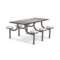 Neeman Stainless Steel 6 Seater Canteen Dining Table Fixed Chair Grey_0