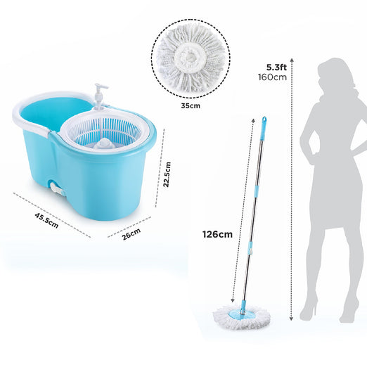 Spin Bucket Mop Microfibre 35 cm 350 mL Blue_1
