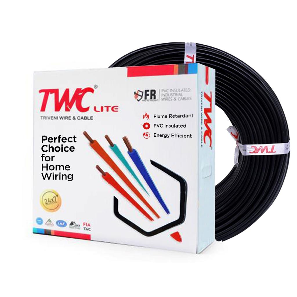 Buy TWC 1 sqmm FR LITE Electric Wire Black 180 m online at best