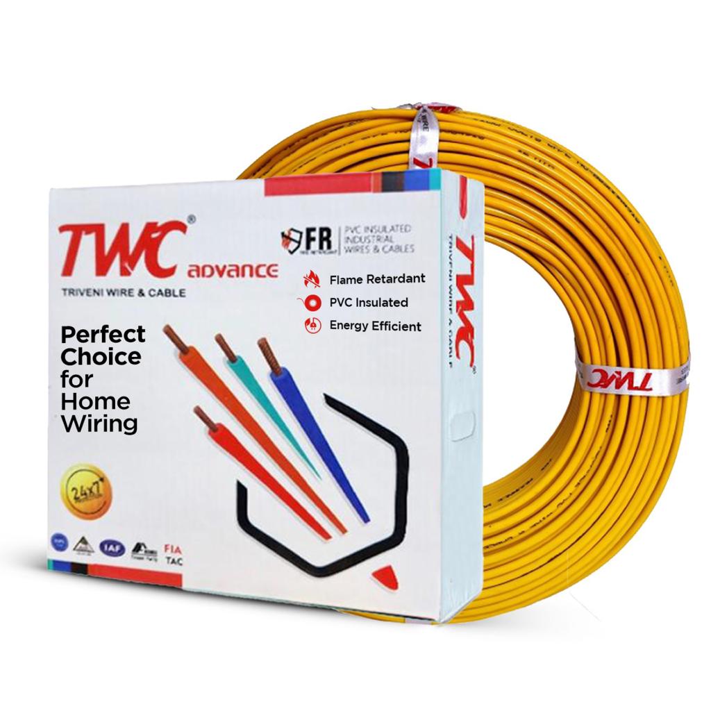 Buy TWC 1 sqmm FR ADVANCE Electric Wire Yellow 90 m online at best ...