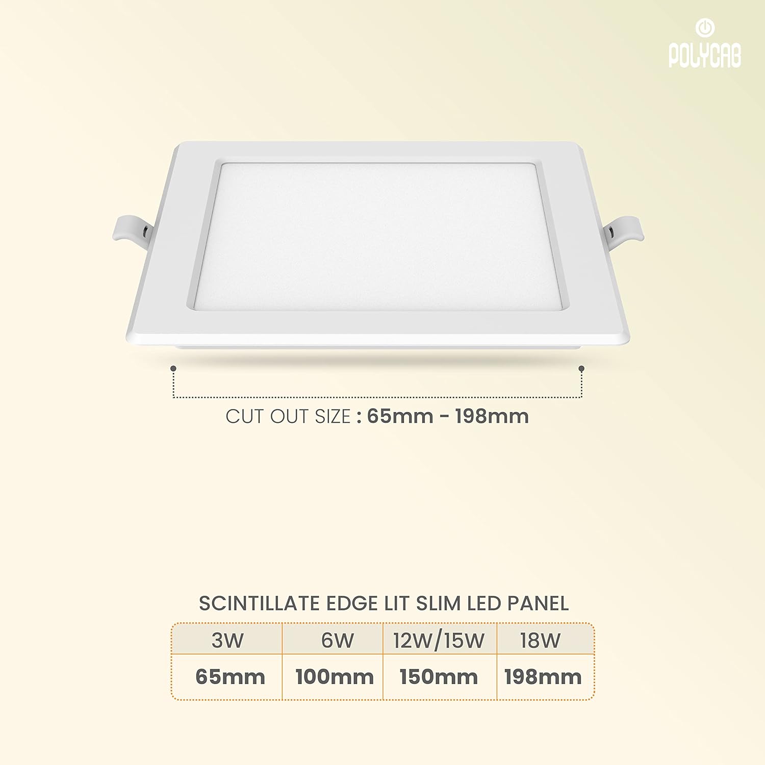 Polycab 15 W Square Cool White 280 x 25 mm LED Panel Lights Surface Mounted_1