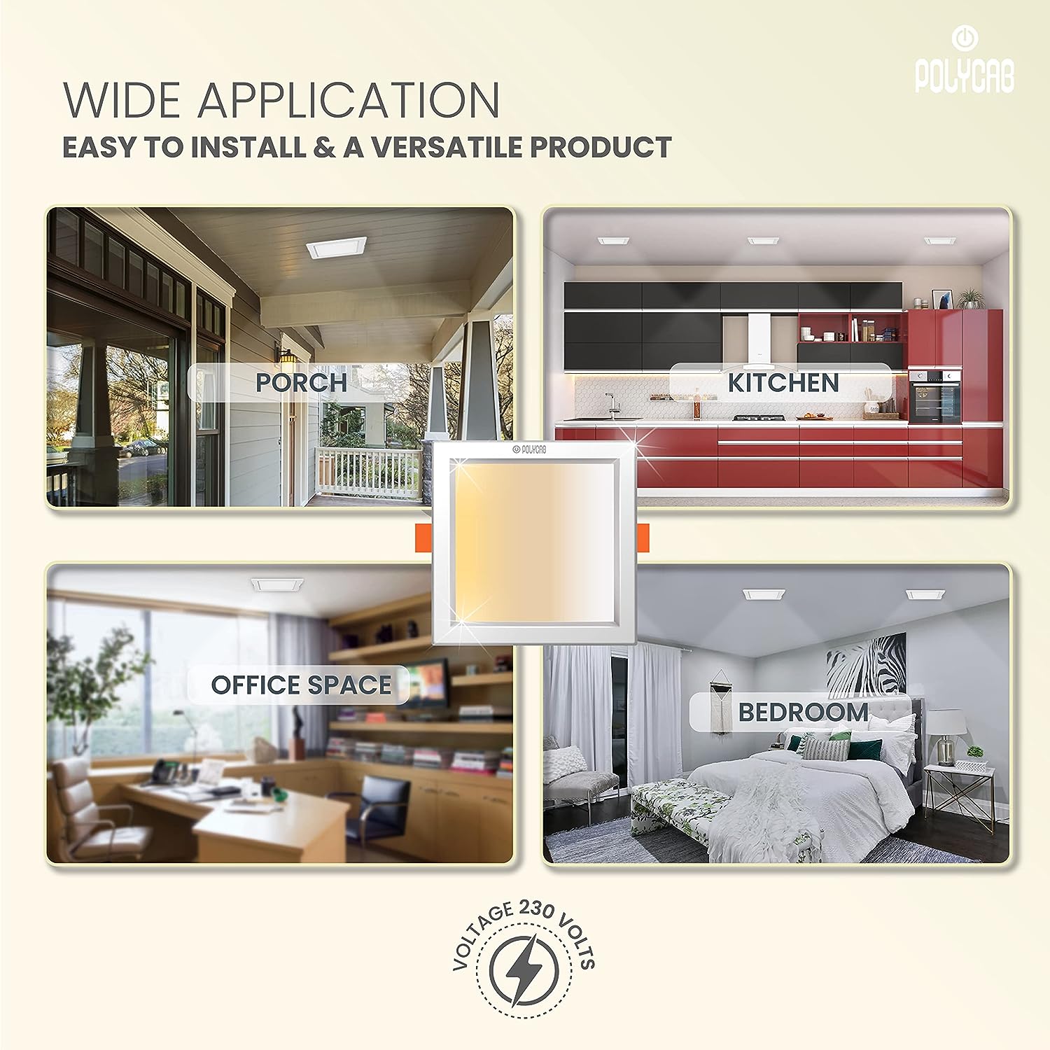 Polycab 18 W Square Cool White 280 x 25 mm LED Panel Lights Surface Mounted_4