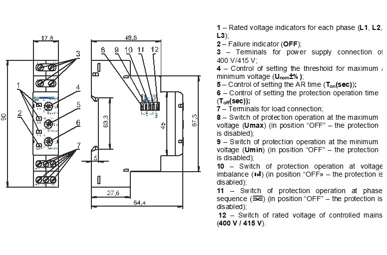 Novatek-Electro RNPP-312 Three Phase 5 A Voltage Monitoring Relay_1