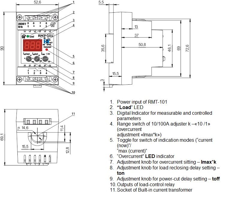 Overload Protection Relays RMT-101 0-100A_1