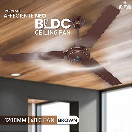 Polycab Affeciente Neo 1200 mm 3 Blades 28 W Brown Ceiling Fans_1