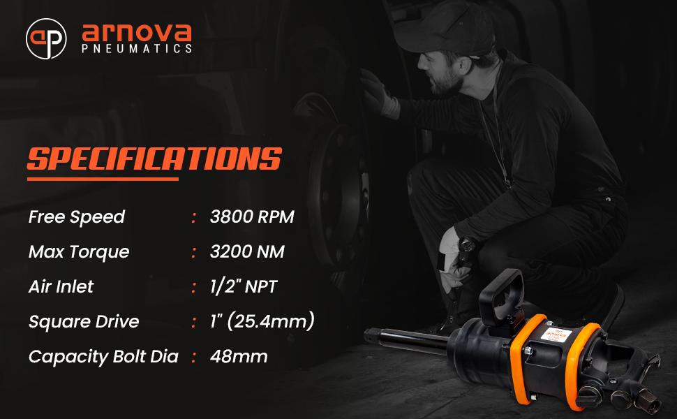 Arnova 48 mm Pneumatic Impact Wrenches AP-3200 3200 Nm_2
