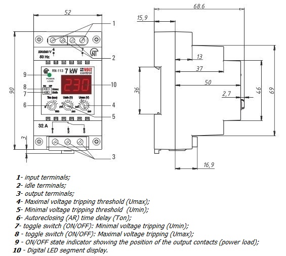 Novatek-Electro RN-113 Single Phase 32 A Voltage Monitoring Relay_1