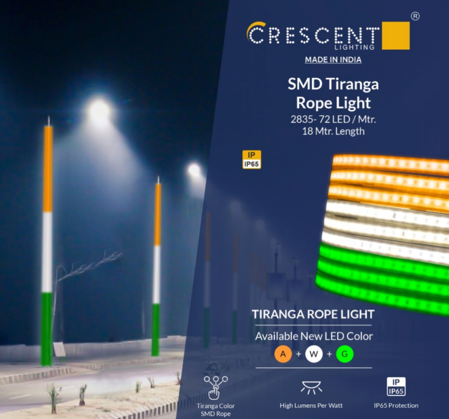 CRESCENT Tiranga 18 m IP65 LED Rope Light_3
