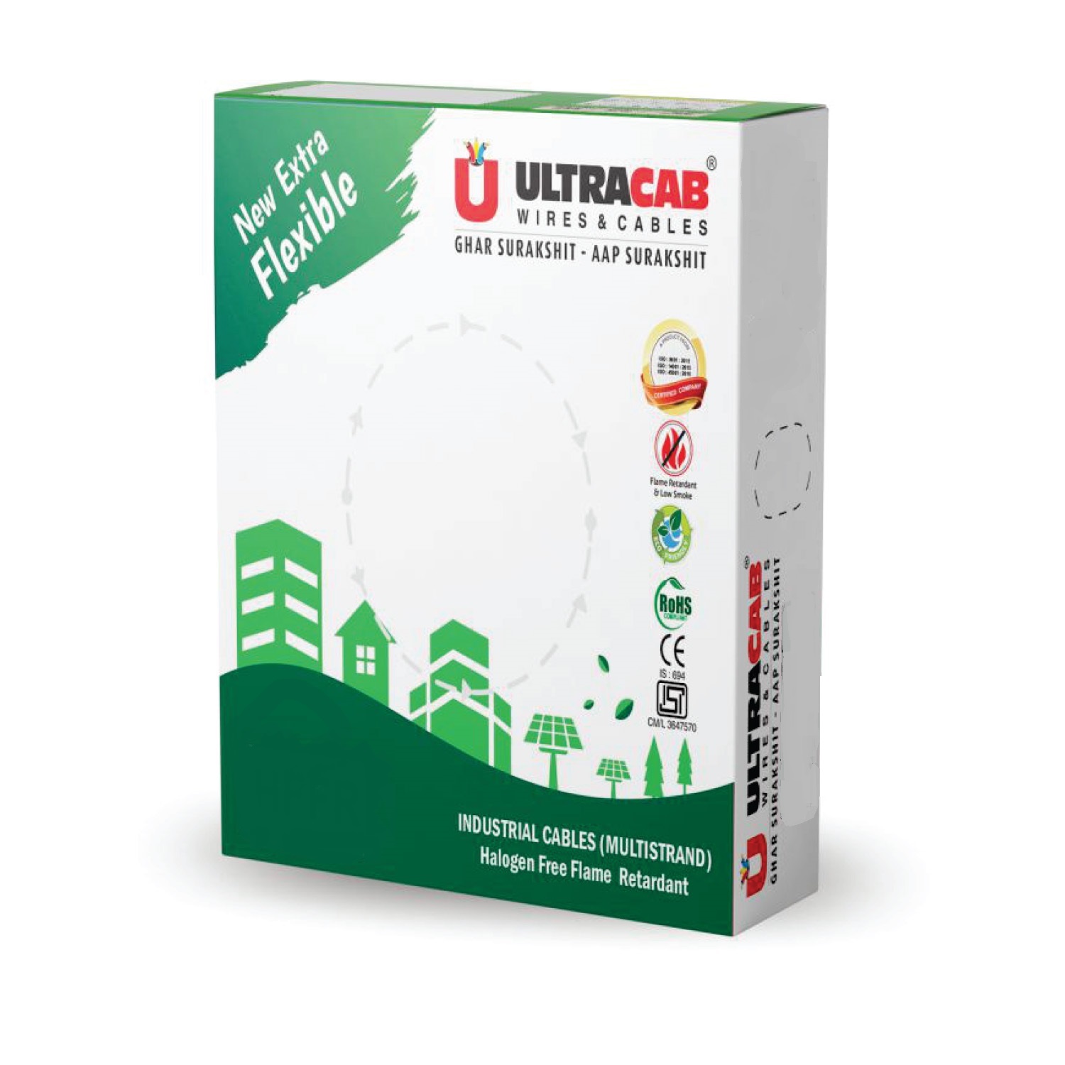 Ultracab 4 sqmm ZHFR Electric Wire Green 90 m_1
