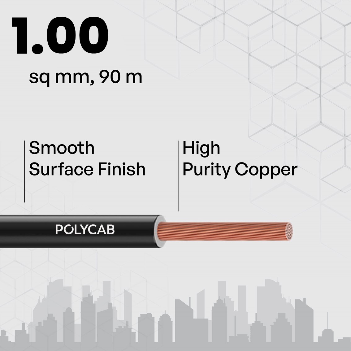 Polycab 1 sqmm MAXIMA+ HR FR LSH LF Electric Wire Black 90 m_2