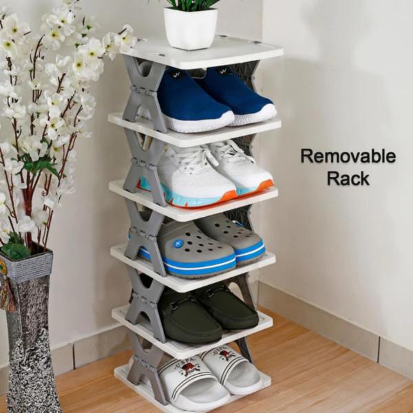 Deodap Plastic 8 Shelves Shoe Rack 5 kg 28 x 28 x 14 cm White and Grey_1