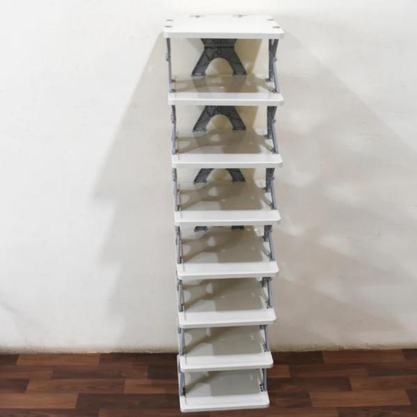 Deodap Plastic 8 Shelves Shoe Rack 5 kg 28 x 28 x 14 cm White and Grey_2