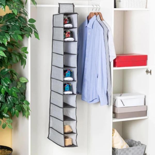 Deodap Fabric 10 Shelves Shoe Rack 3 kg 30 x 14 x 14 cm Grey_1
