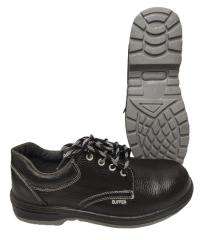 Buffer Heavy Duty Genuine Leather Steel Toe Safety Shoes Black_0