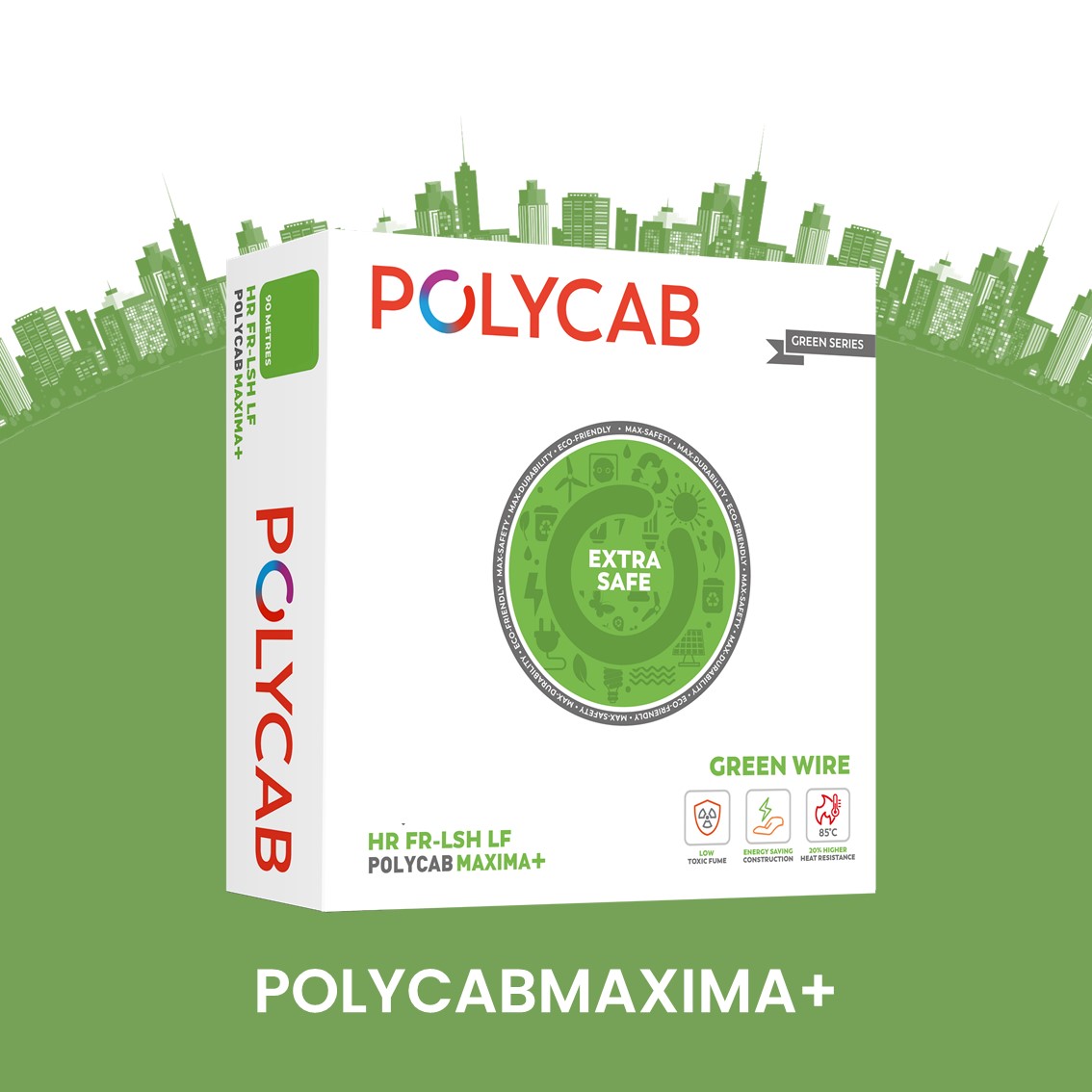 Polycab 0.75 sqmm MAXIMA+ HR FR LSH LF Electric Wire Red 90 m_1
