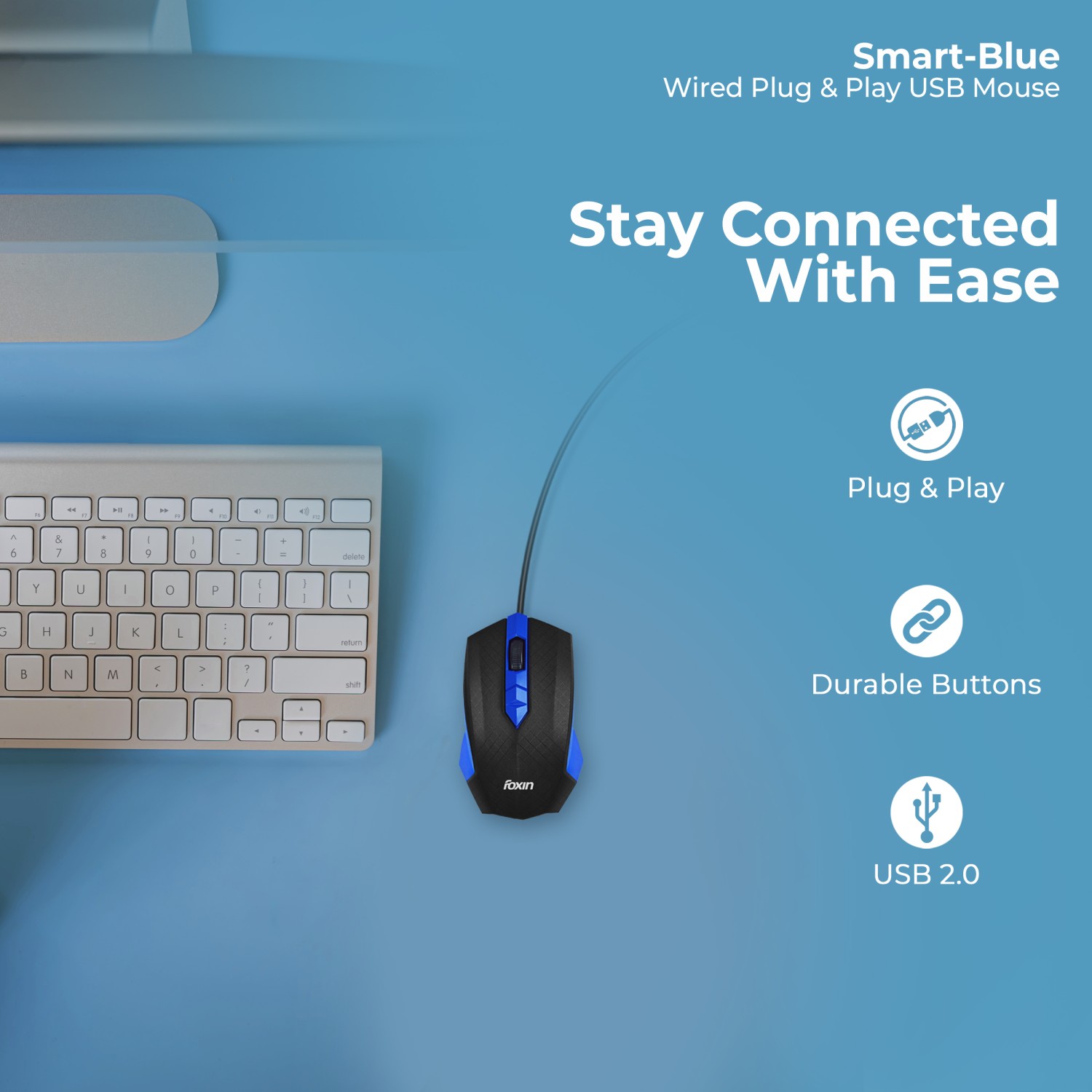 Foxin Mouse SMART BLUE Wired Optical 9 x 6 x 3 cm_1