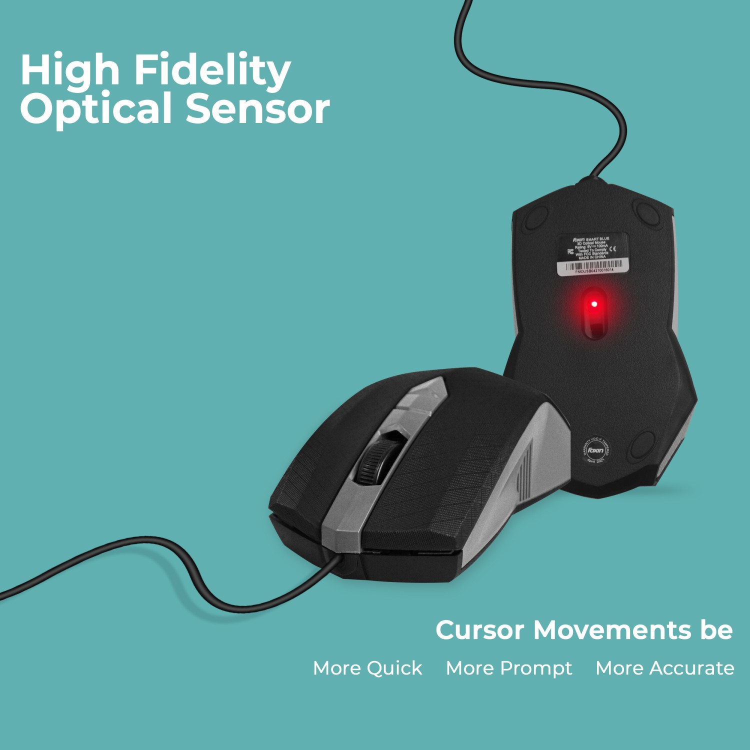 Foxin Mouse SMART GREY Wired Optical 9 x 6 x 3 cm_4