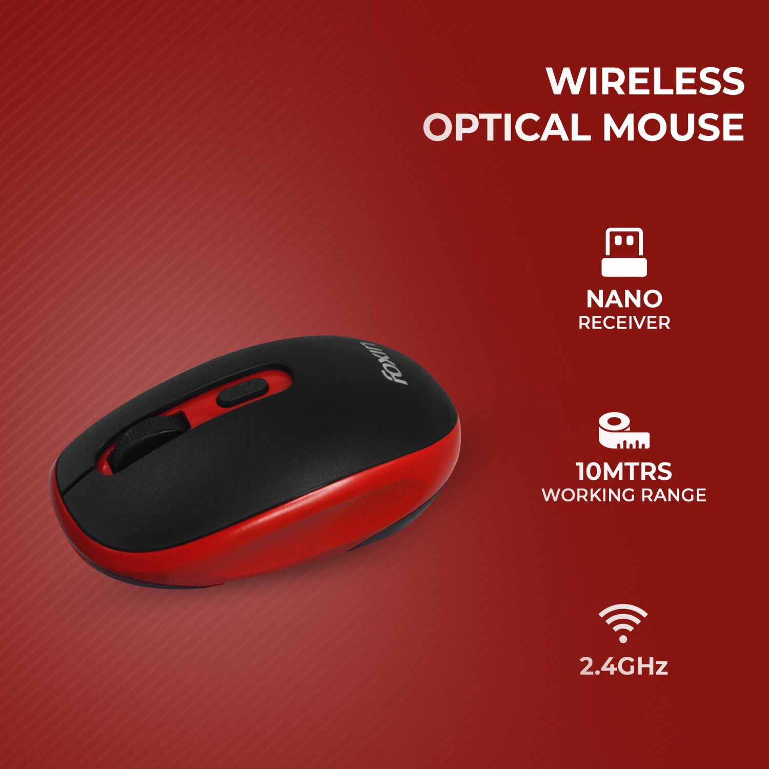 Foxin Mouse FWM 9099 VIBRANT RED Wifi Optical 19 x 13 x 4 cm_1