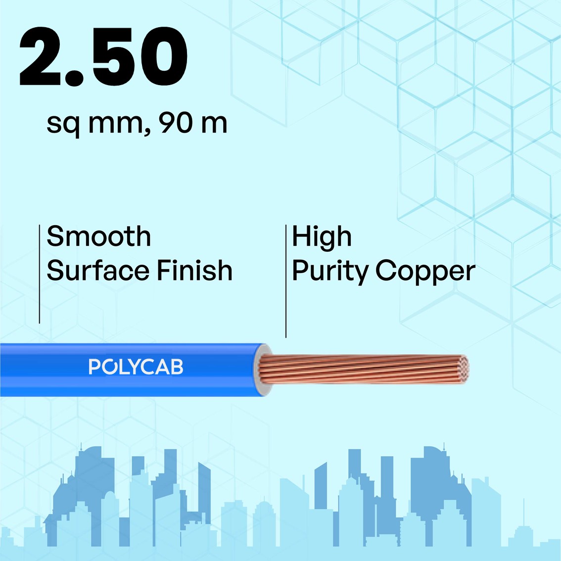 Polycab 2.5 sqmm MAXIMA+ HR FR LSH LF Electric Wire Blue 90 m_2