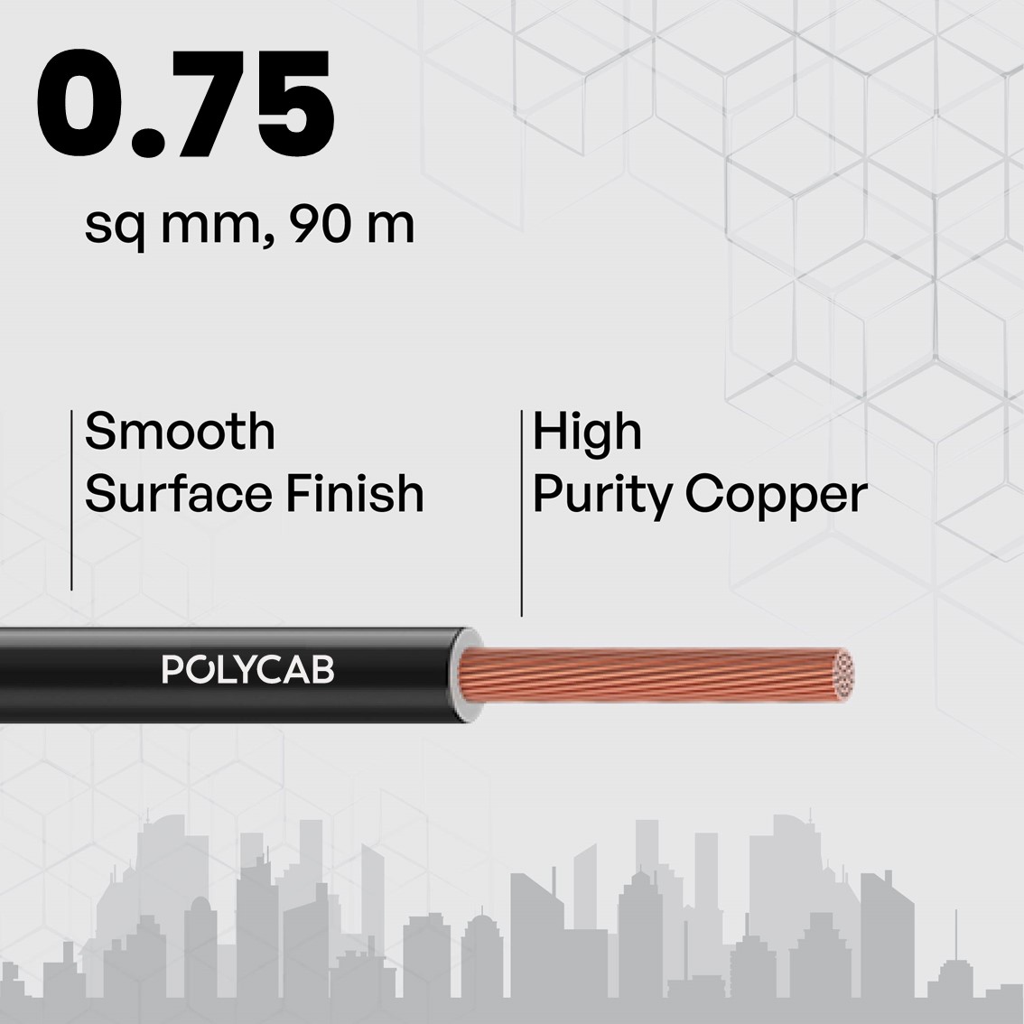 Polycab 0.75 sqmm MAXIMA+ HR FR LSH LF Electric Wire Black 90 m_2