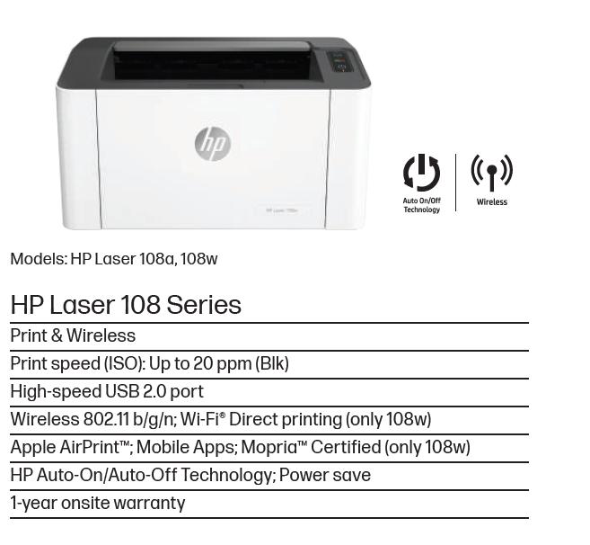 HP Laser 108w Laser 20 ppm Printer_1