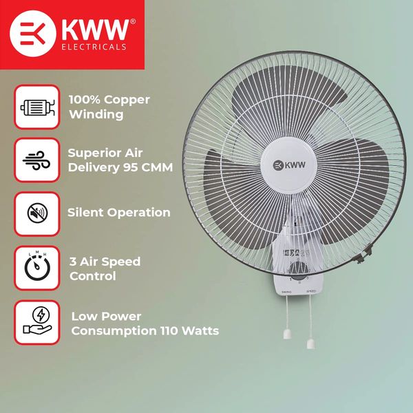 KWW HEXA HIGH SPEED 400MM WALL FAN 400 mm 3 Blades Wall Fan_2