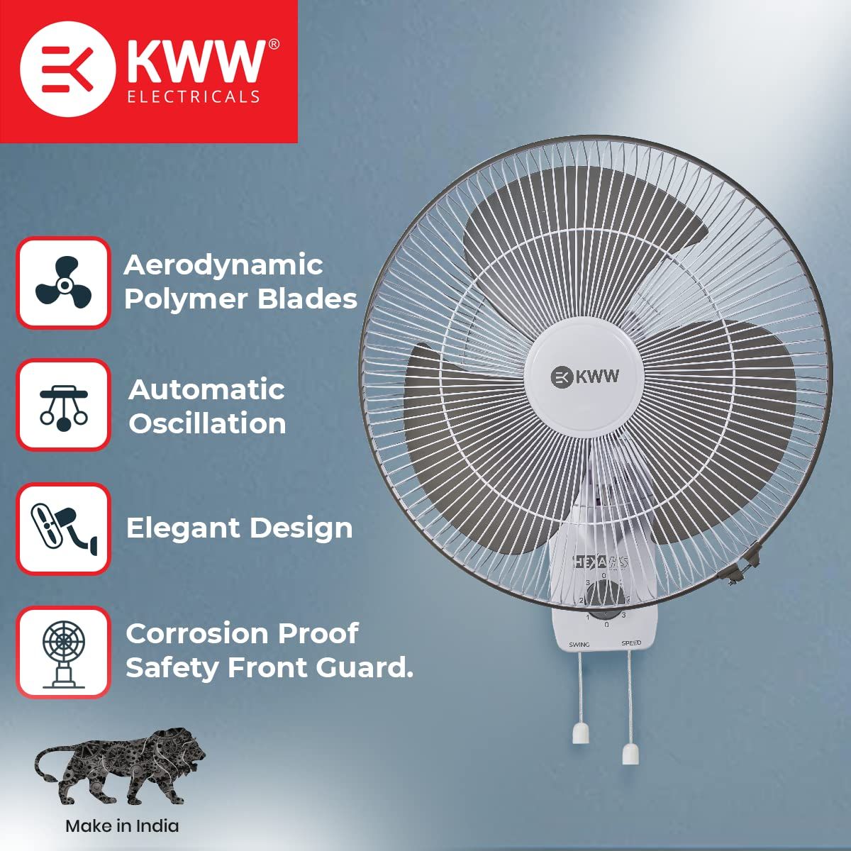 KWW HEXA HIGH SPEED 400MM WALL FAN 400 mm 3 Blades Wall Fan_3