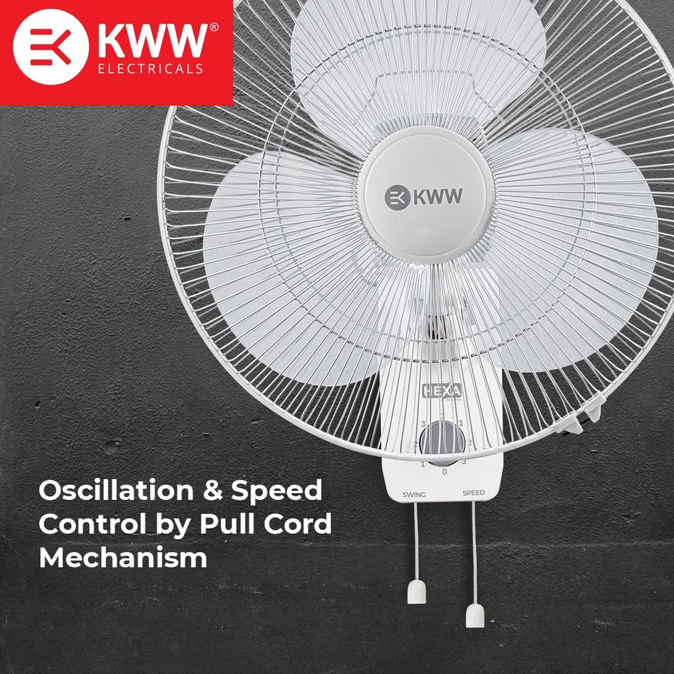 KWW HEXA WHITE 400MM WALL FAN 400 mm 3 Blades Wall Fan_1