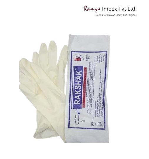 Rakshak Surgical Non-Sterile Latex Safety Gloves 6.5 inch_1