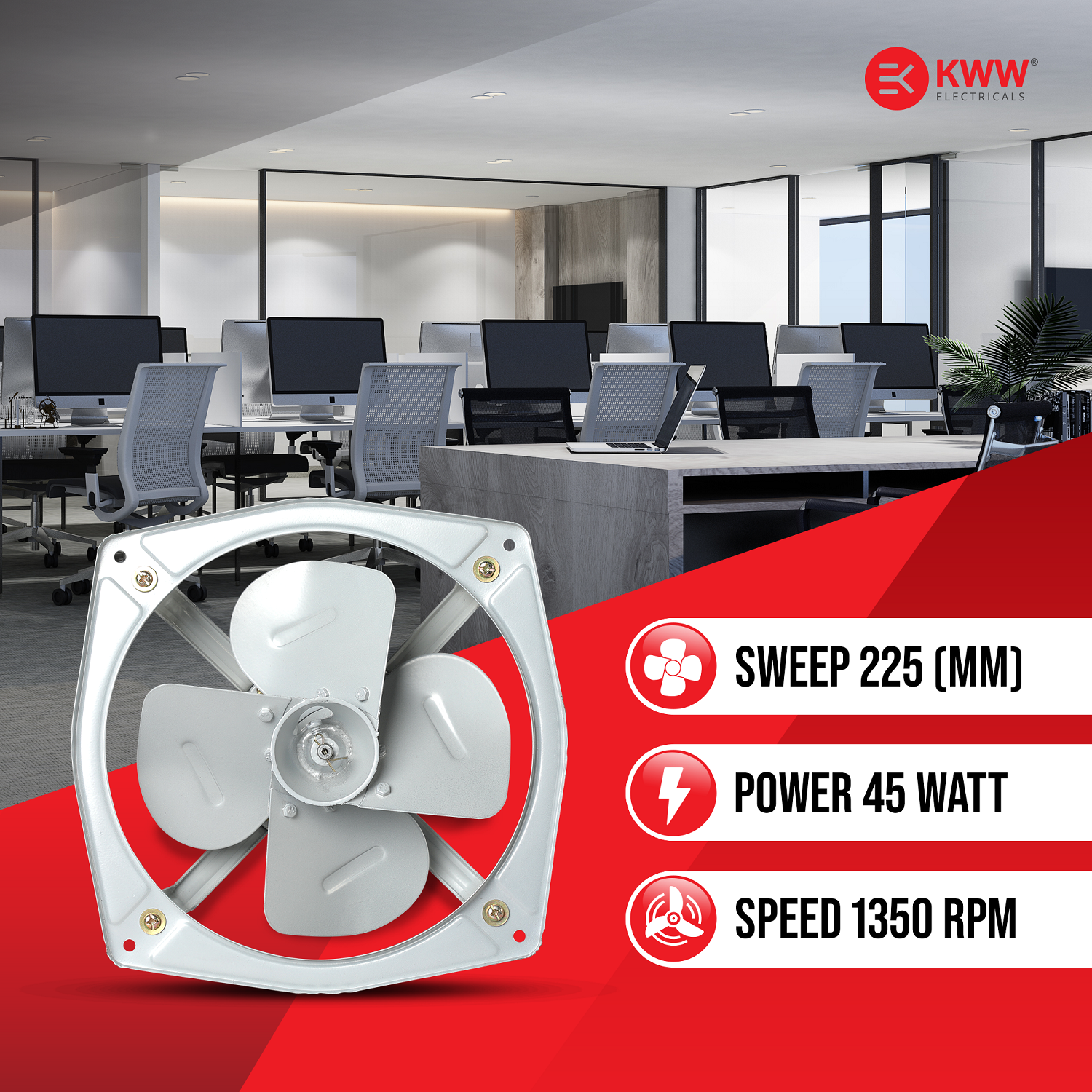 KWW Ikon 225 mm 4 Blades 45 W Exhaust Fans_4