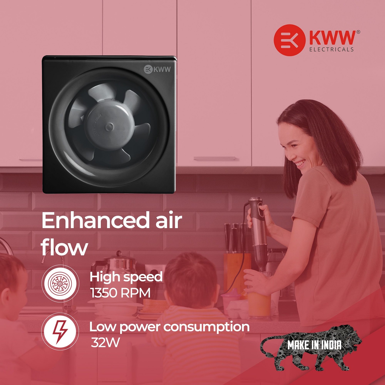KWW Freshy Black 150 mm 5 Blades 32 W Exhaust Fans_3