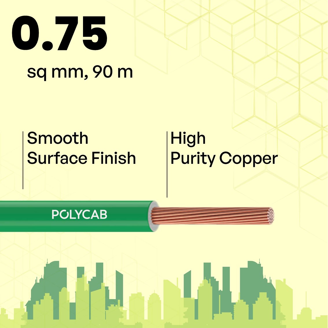 Polycab 0.75 sqmm MAXIMA+ HR FR LSH LF Electric Wire Green 90 m_2