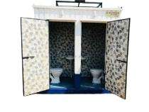 AM Office Mild Steel 8 ft Portable Toilet Cabin Blue_0