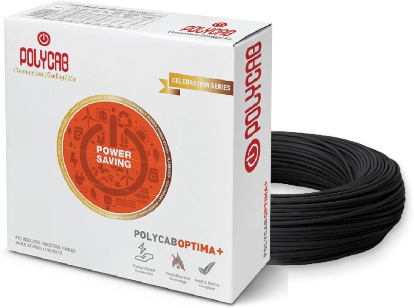Buy Polycab 1 sqmm FRLF Optima+ Electric Wire Black 90 m online at best  rates in India
