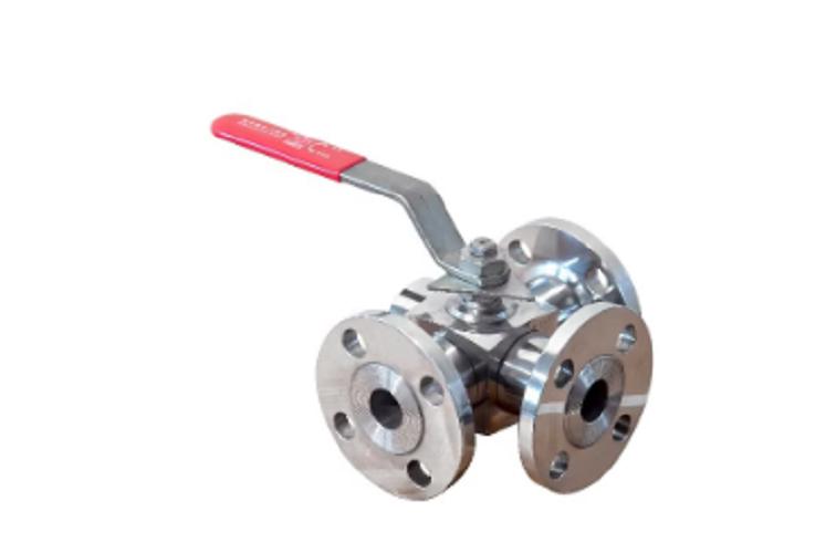 Cair 100 mm Manual Stainless Steel Ball Valves Flanged 3WAY_1