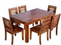 Wooden 6 Seater Modern Dining Table Set Rectangular Brown_0