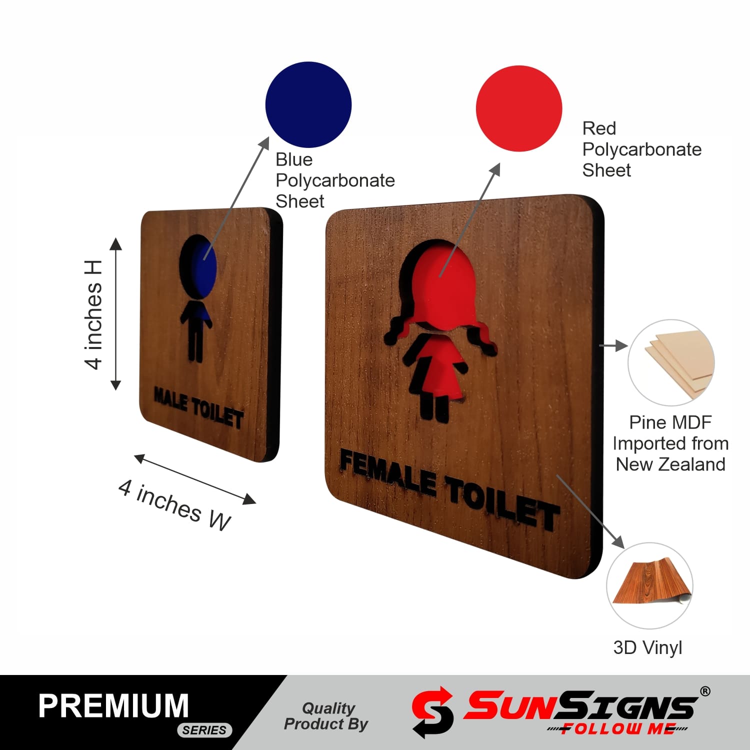 SUNSIGNS Workplace Signages 4 x 4 inch MDF_2