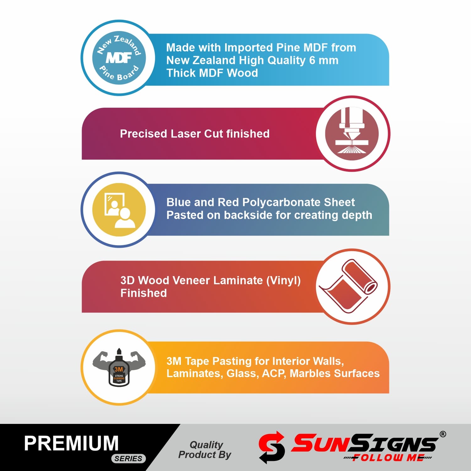 SUNSIGNS Workplace Signages 4 x 4 inch MDF_3