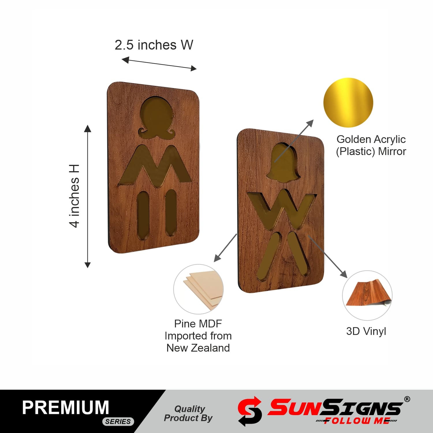 SUNSIGNS Workplace Signages 2.5 x 4 inch MDF_2