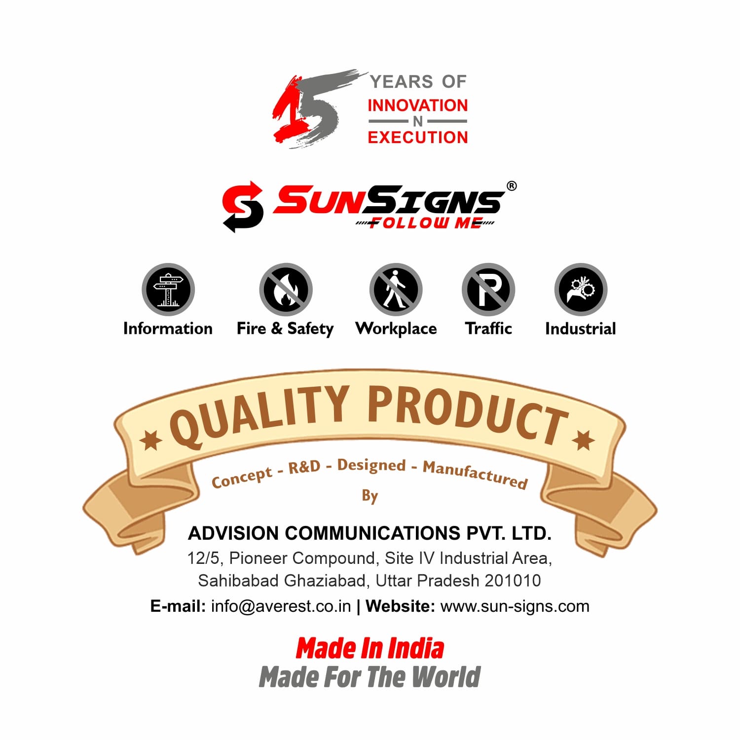 SUNSIGNS Workplace Signages 2.5 x 4 inch MDF_4