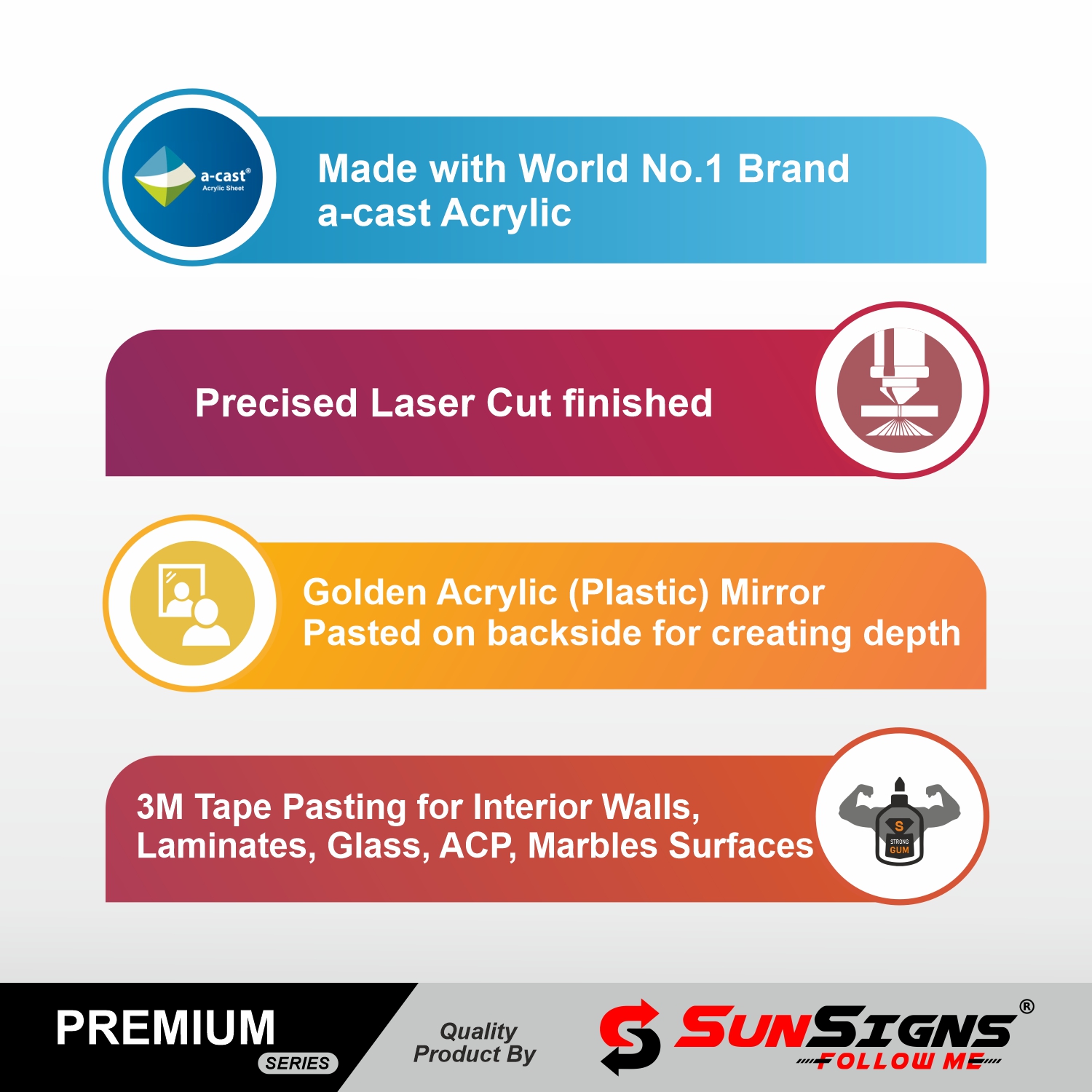 SUNSIGNS Workplace Signages 2.5 x 4 inch Acrylic_3