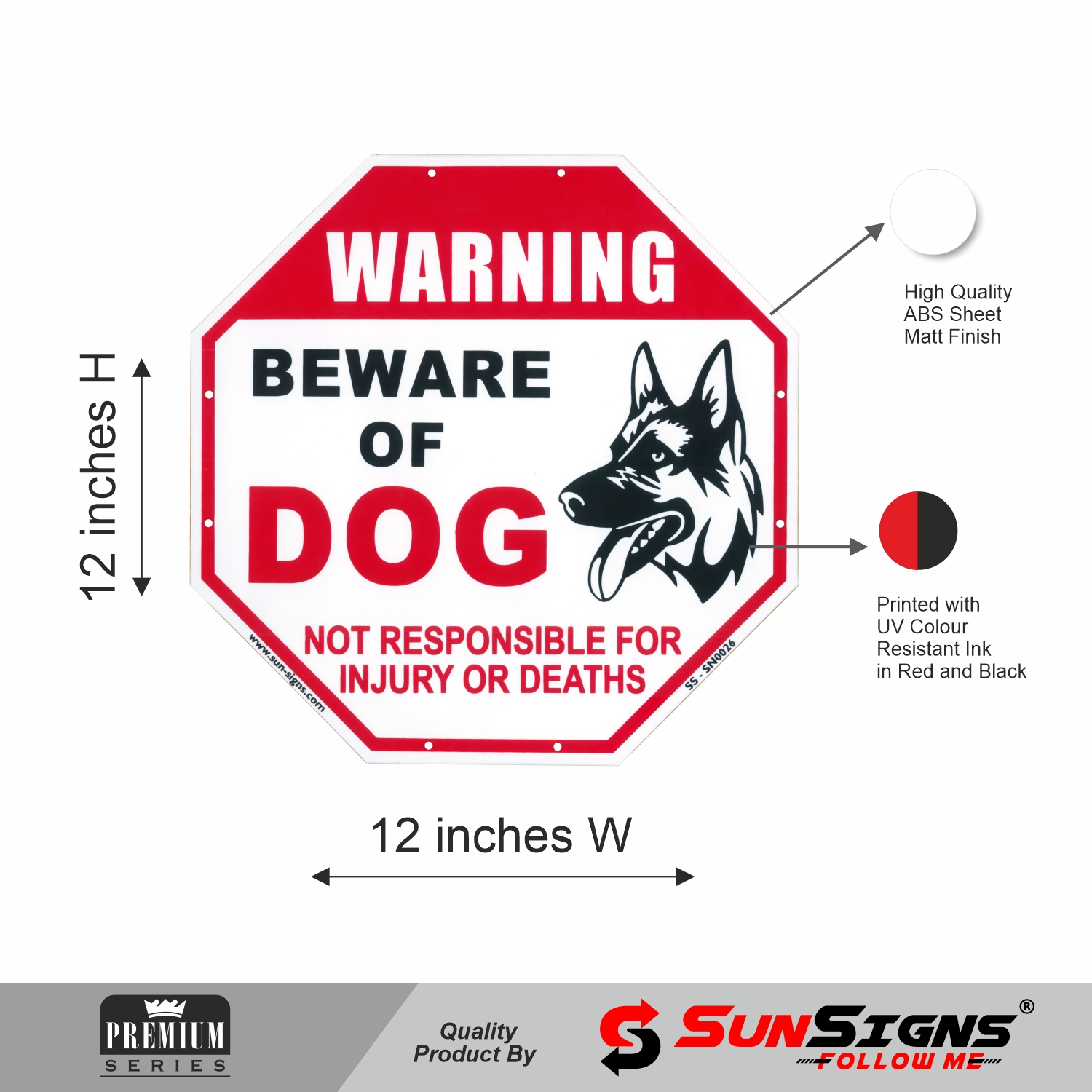 SUNSIGNS Warning Signages 12 x 12 inch ABS Sheet_1