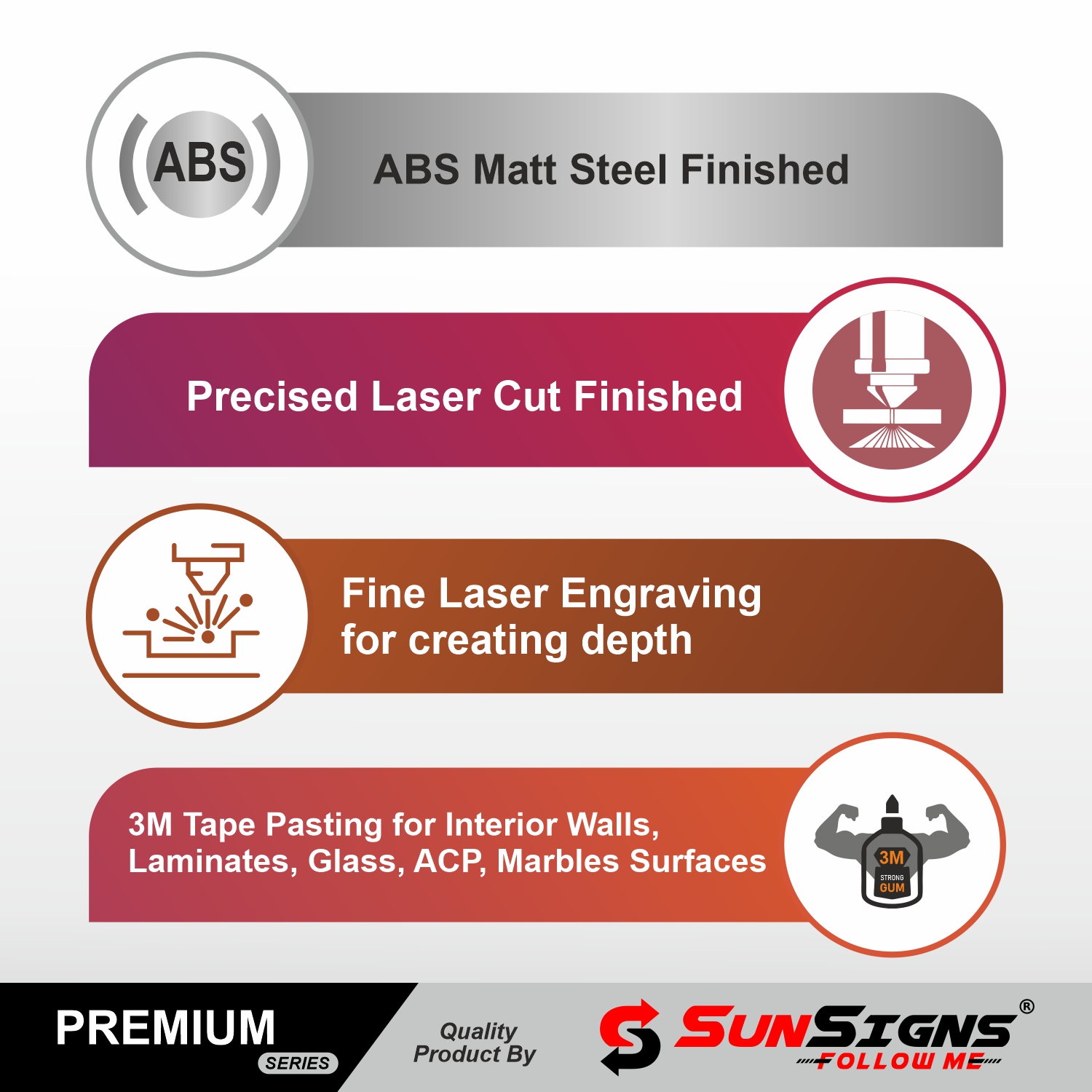 SUNSIGNS Workplace Signages 2.5 x 8 inch Acrylic_3