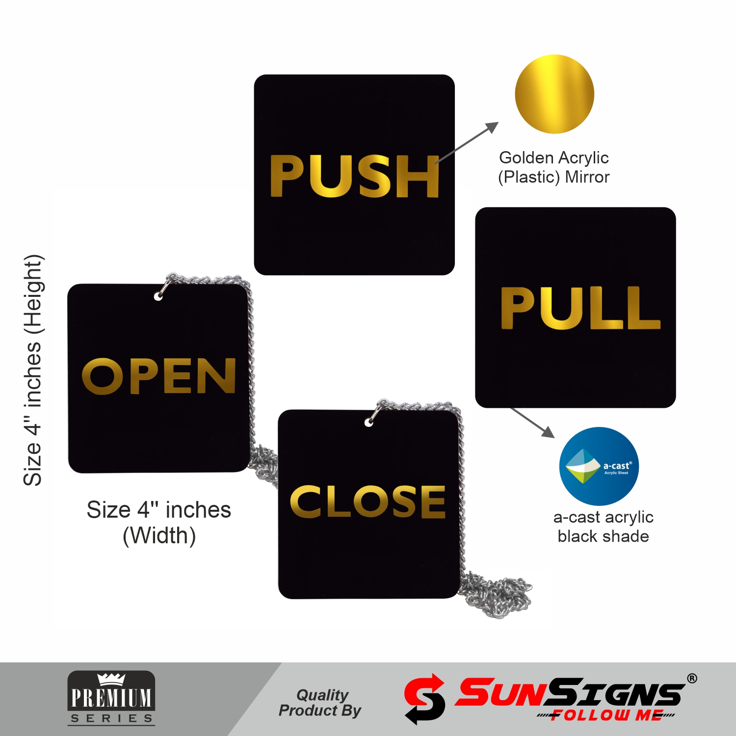 SUNSIGNS Workplace Signages 4 x 4 inch Arcylic_1
