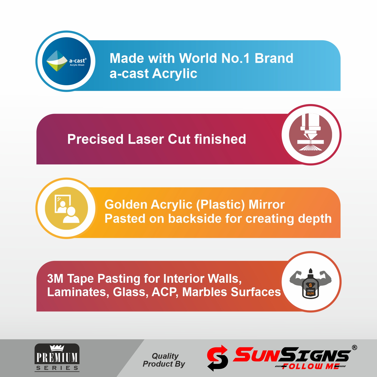 SUNSIGNS Workplace Signages 4 x 4 inch Arcylic_2