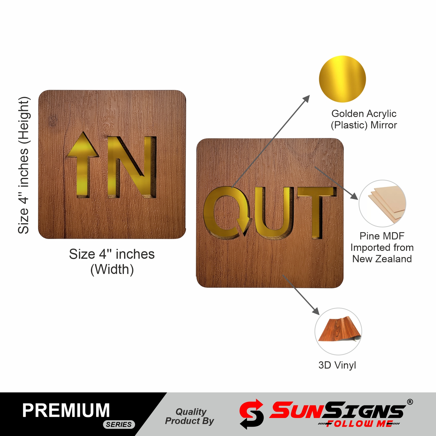 SUNSIGNS Workplace Signages 4 x 4 inch MDF_2
